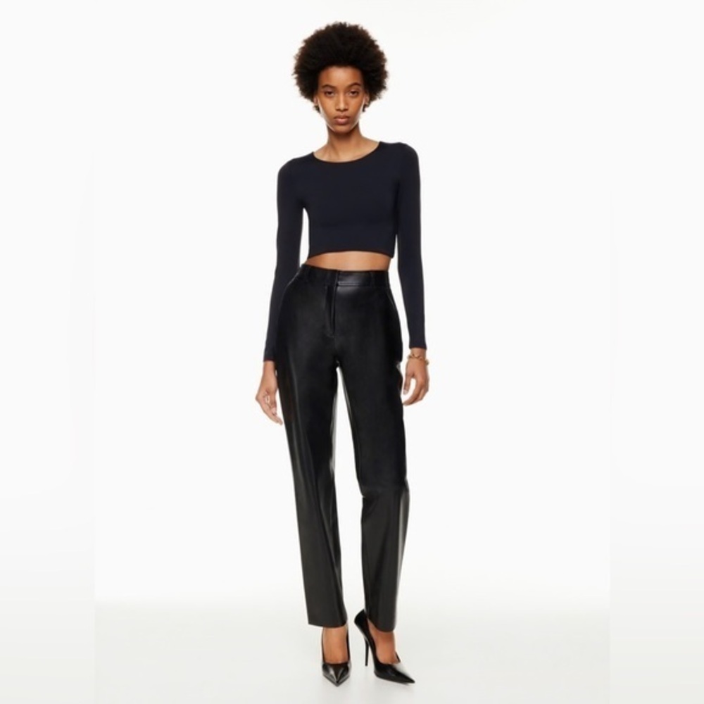 Aritzia Babaton Command Pant (Mid-Rise Vegan Leather) Black Size 0 Full Length